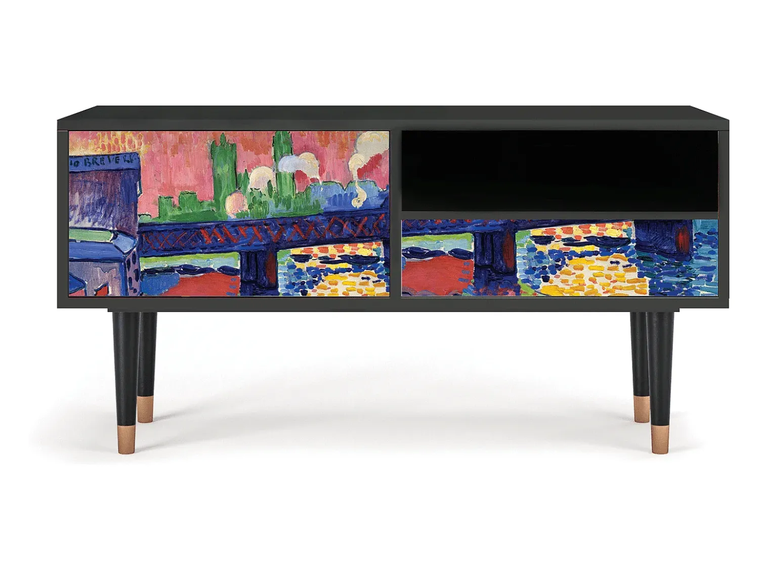 Móvel De Tv* Mueble de TV - 115х59х48 cm - T3 - Charing Cross Bridge, Antracite Cinza antracite