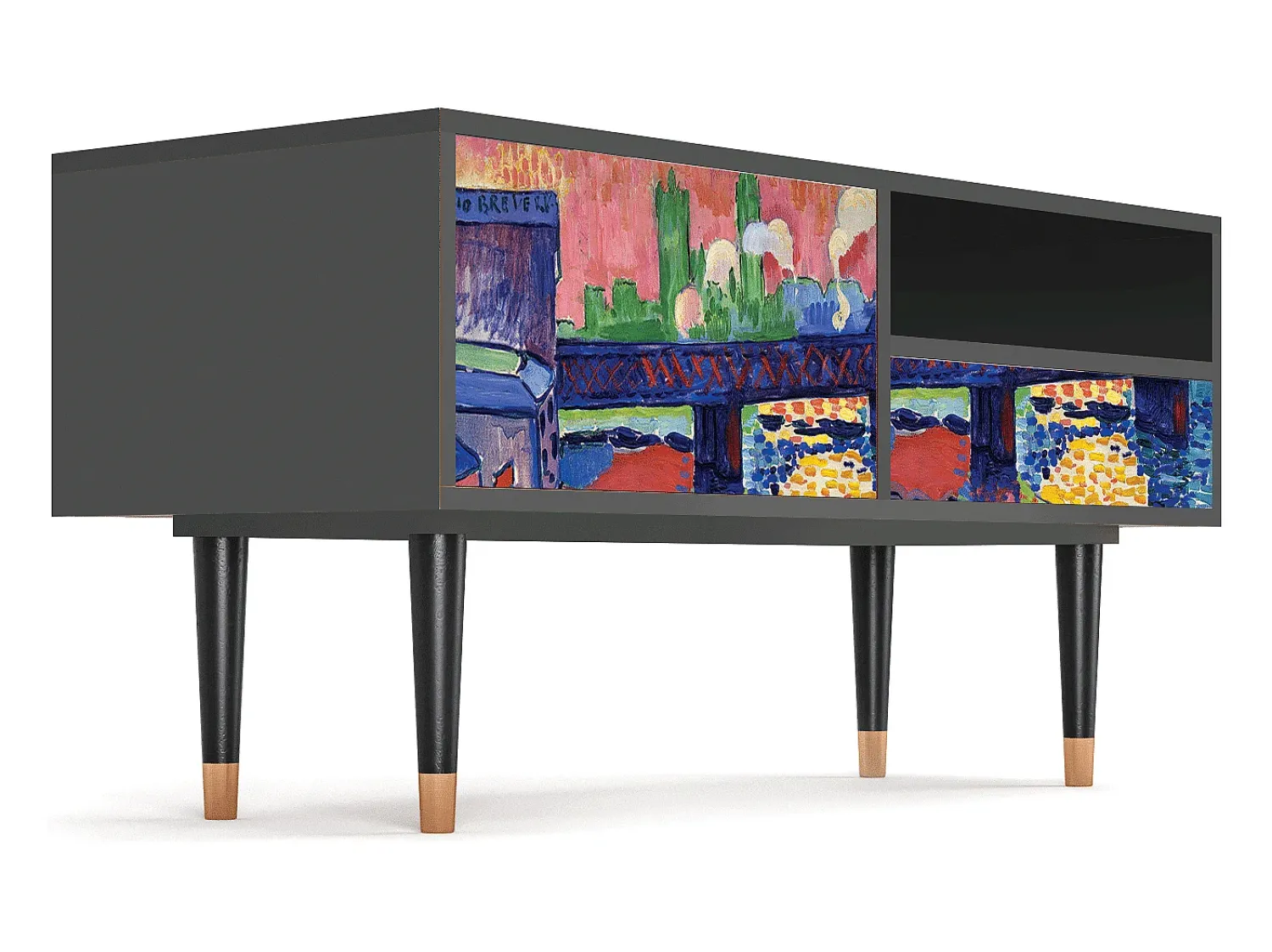 Móvel De Tv* Mueble de TV - 115х59х48 cm - T3 - Charing Cross Bridge, Antracite Cinza antracite