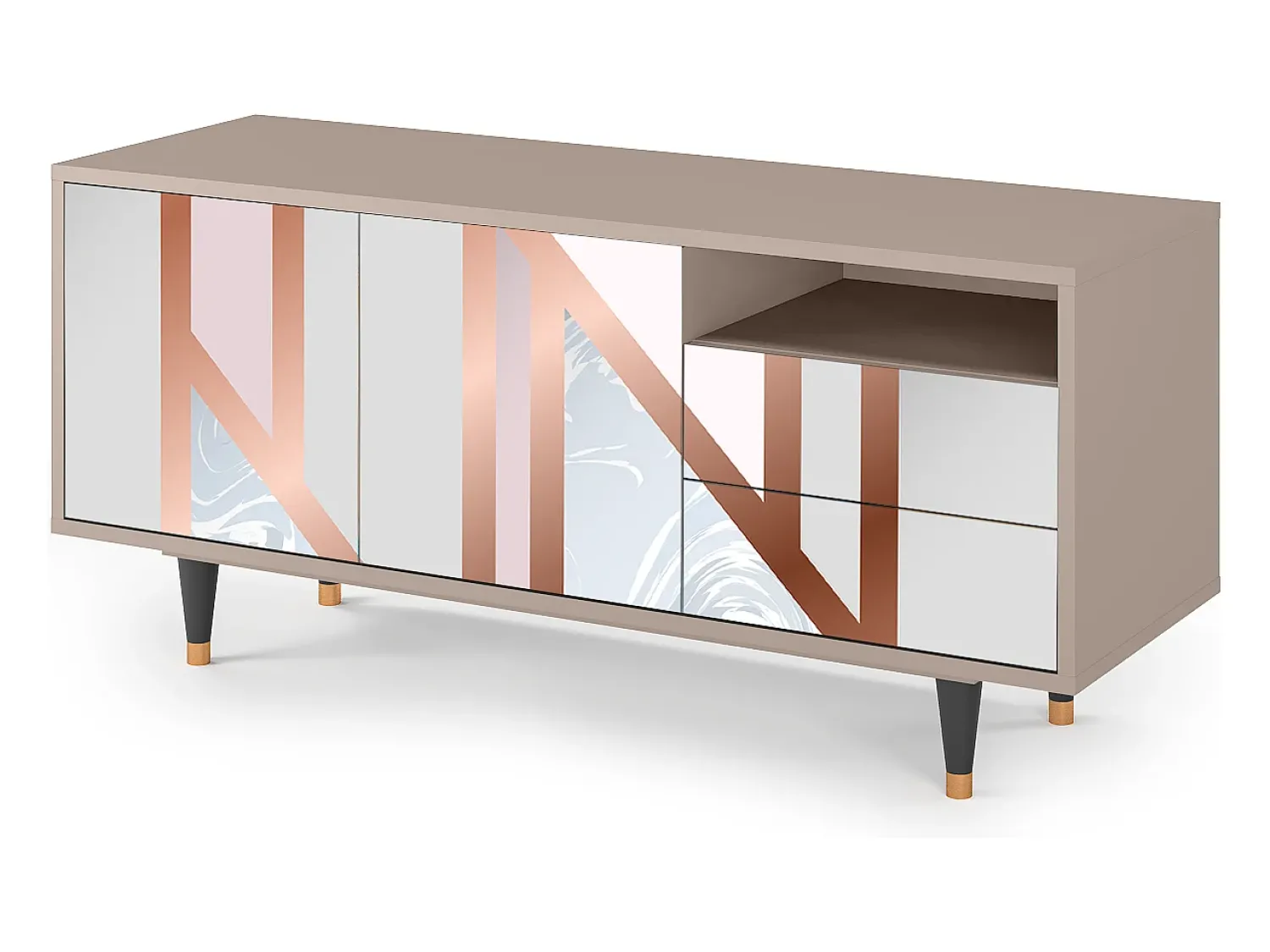 Móvel De Tv* Mueble de TV - 125х56х41 cm - T7 - Champagne Story, Latte Bege