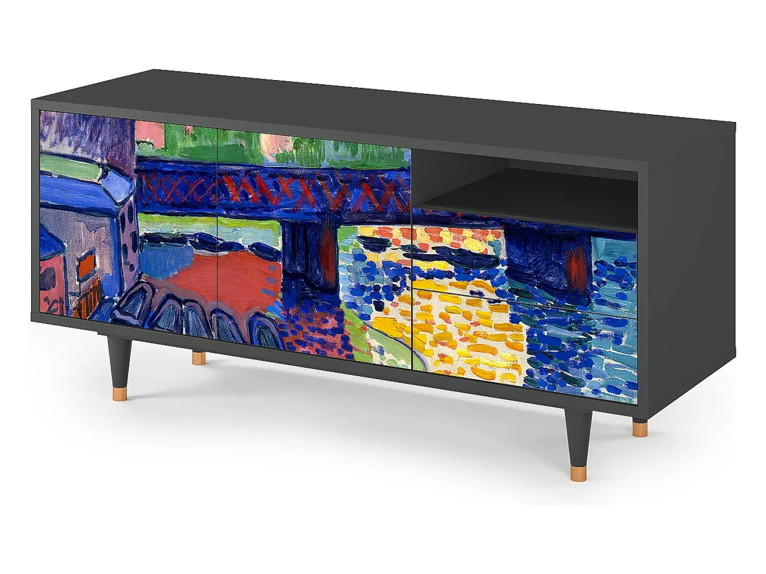 Móvel De Tv| Mueble de TV - 125х56х41 cm - T7 - Charing Cross Bridge, Antracite Cinza antracite