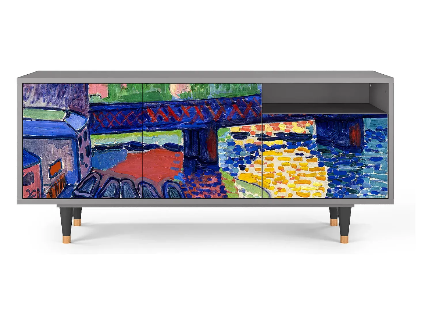 Mueble de TV - 125х56х41 cm - T7 - Charing Cross Bridge, Cinza^ Móvel De Tv