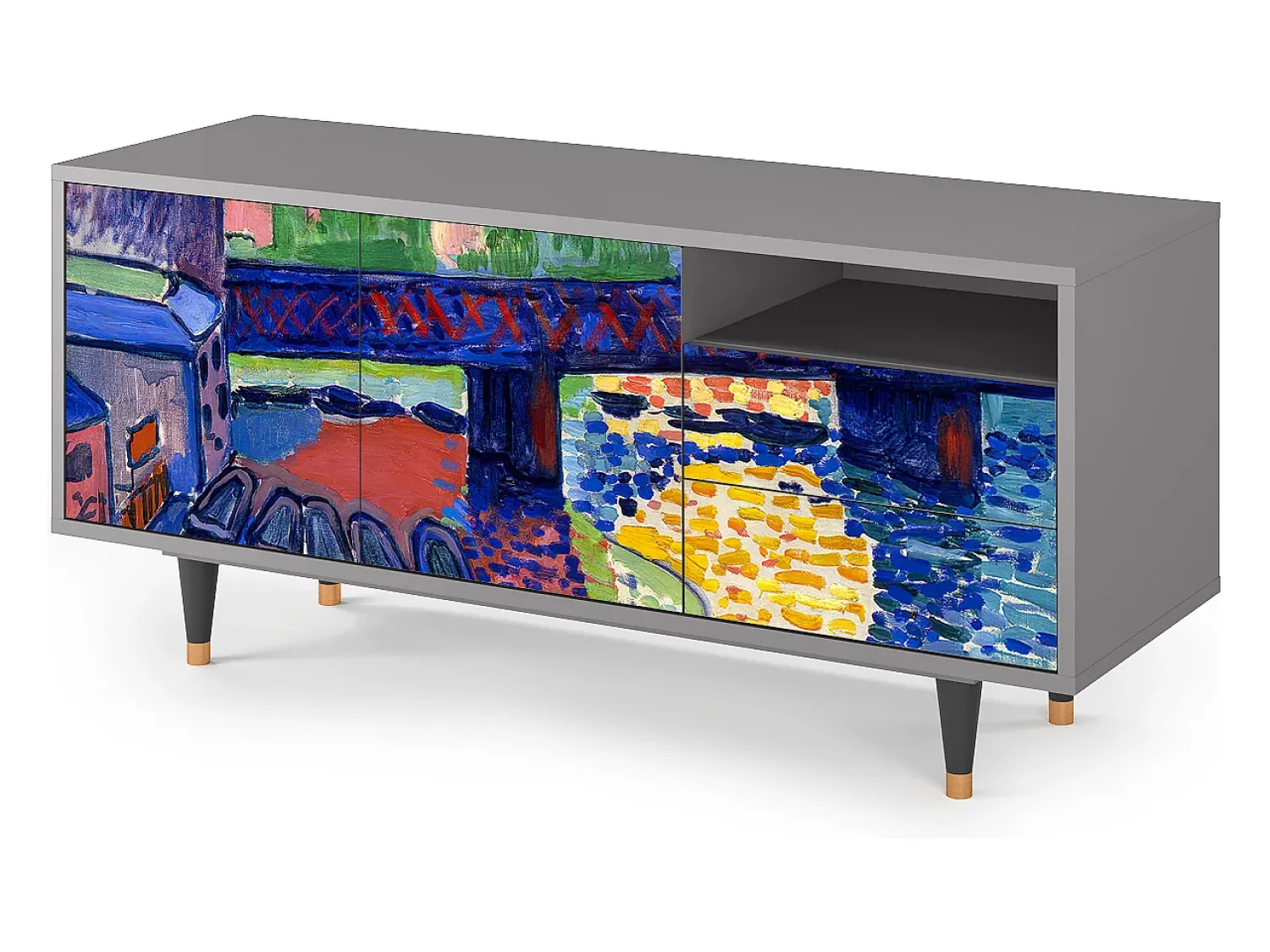 Mueble de TV - 125х56х41 cm - T7 - Charing Cross Bridge, Cinza^ Móvel De Tv