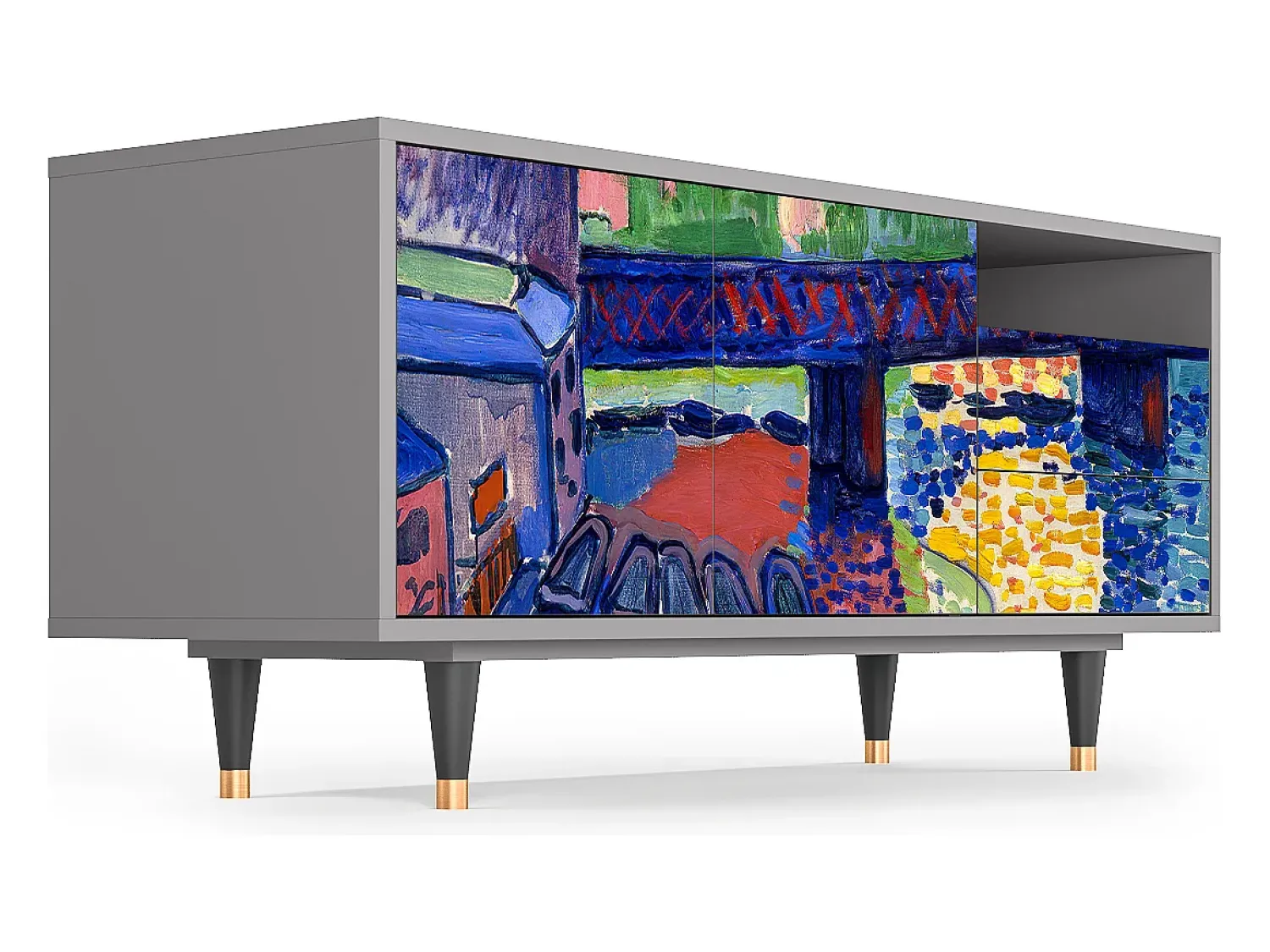 Mueble de TV - 125х56х41 cm - T7 - Charing Cross Bridge, Cinza^ Móvel De Tv