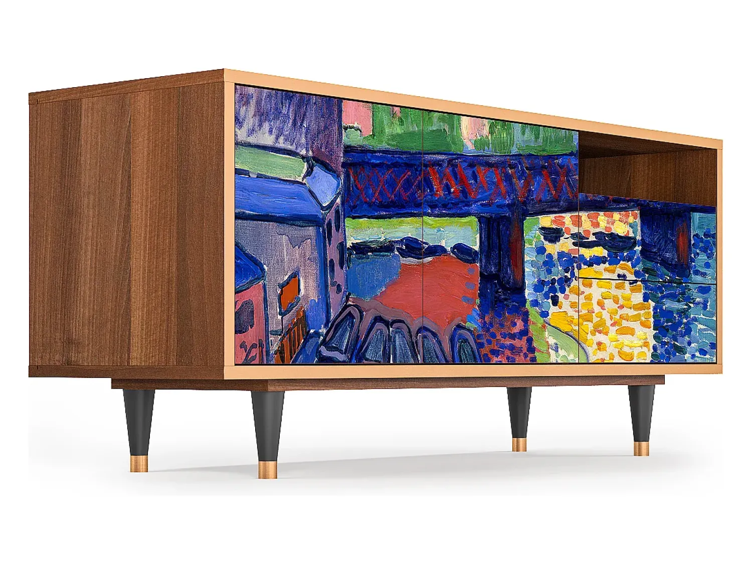 Móvel De Tv* Mueble de TV - 125х56х41 cm - T7 - Charing Cross Bridge, Nogueira Castanho