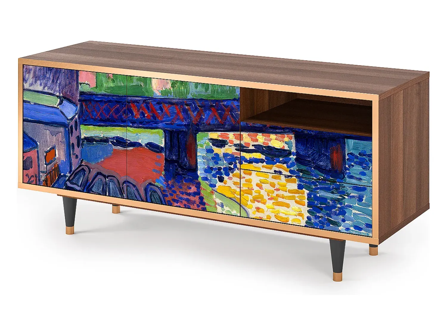 Móvel De Tv* Mueble de TV - 125х56х41 cm - T7 - Charing Cross Bridge, Nogueira Castanho