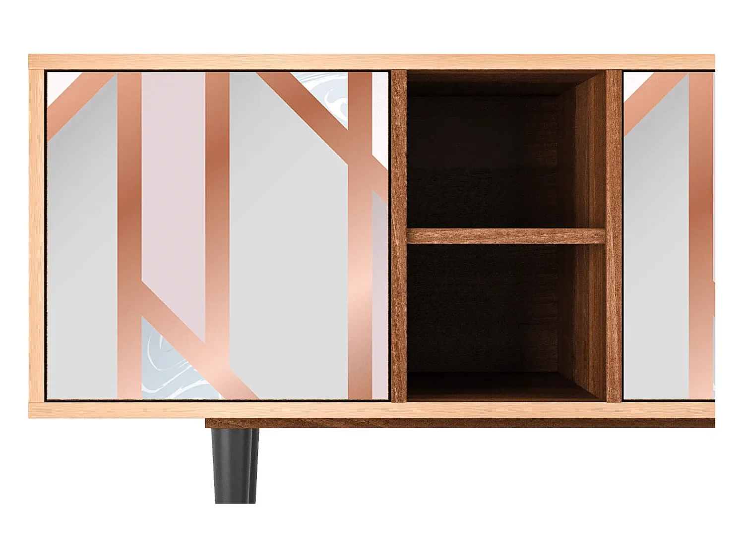 Móvel De Tv| Mueble de TV - 150х69х41 cm - T5 - Champagne Story, Nogueira Castanho