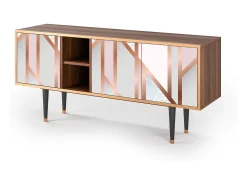 Móvel De Tv| Mueble de TV - 150х69х41 cm - T5 - Champagne Story, Nogueira Castanho