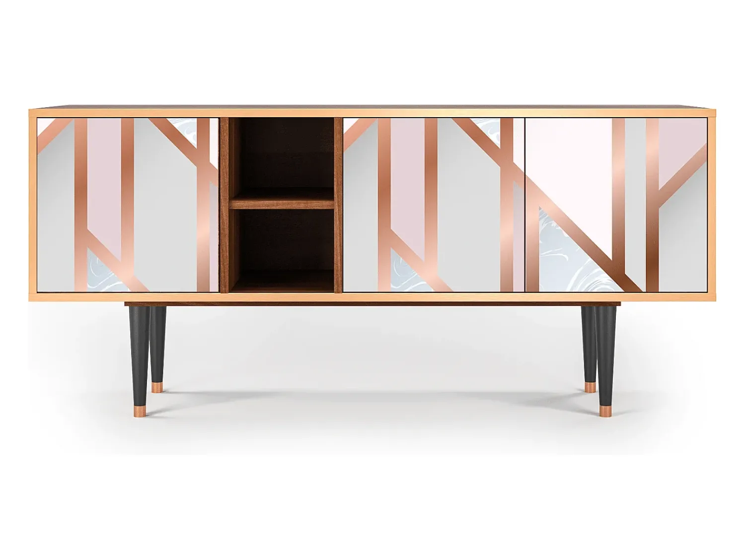 Móvel De Tv| Mueble de TV - 150х69х41 cm - T5 - Champagne Story, Nogueira Castanho