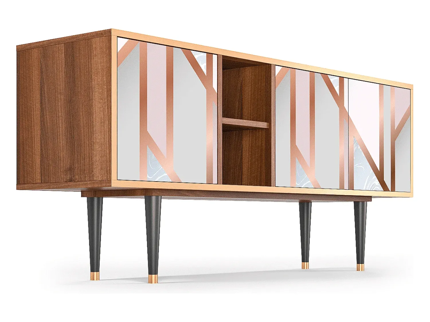 Móvel De Tv| Mueble de TV - 150х69х41 cm - T5 - Champagne Story, Nogueira Castanho