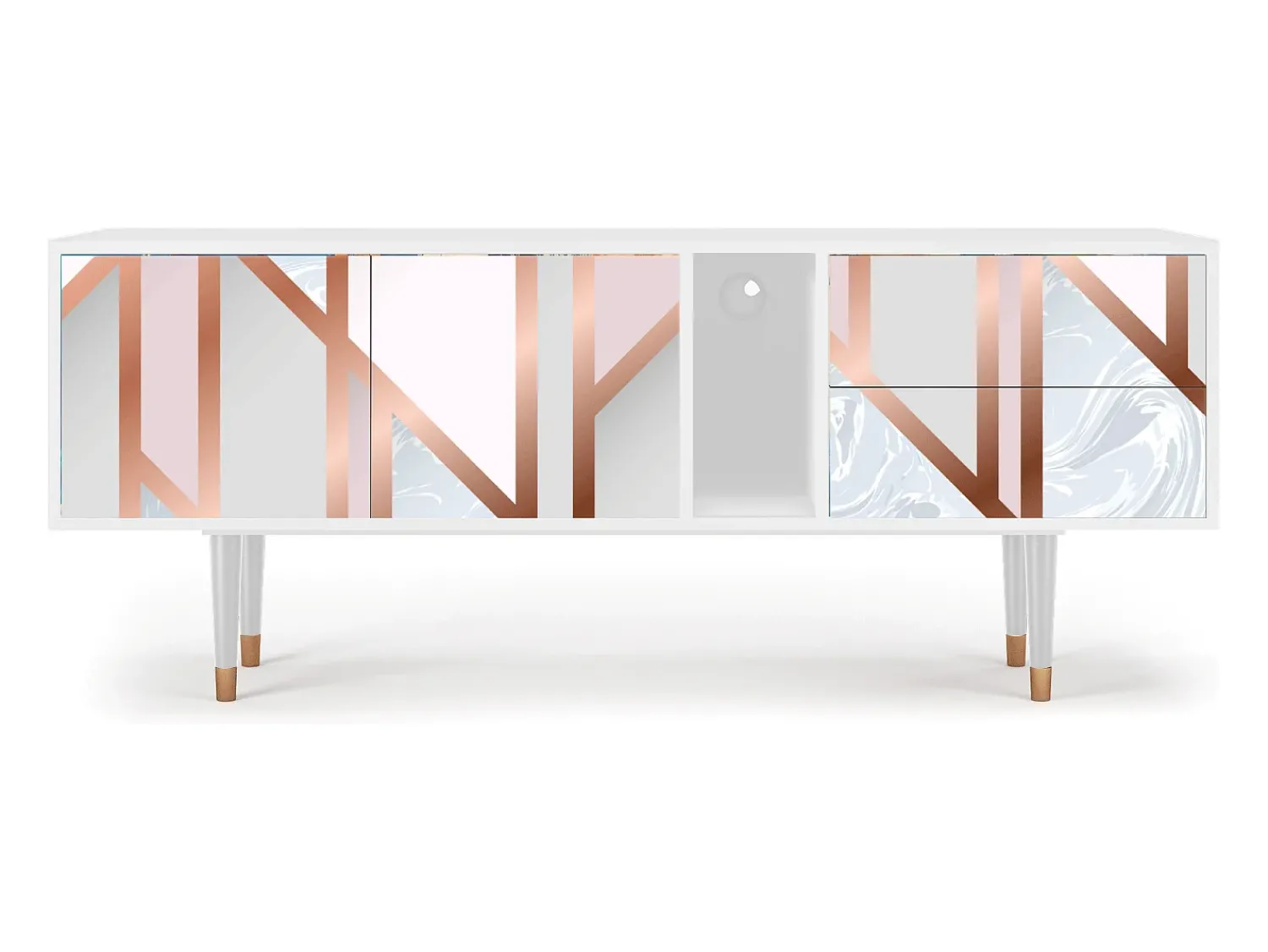 Móvel De Tv| Mueble de TV - 170х69х48 cm - T1 - Champagne Story, Branco Bege