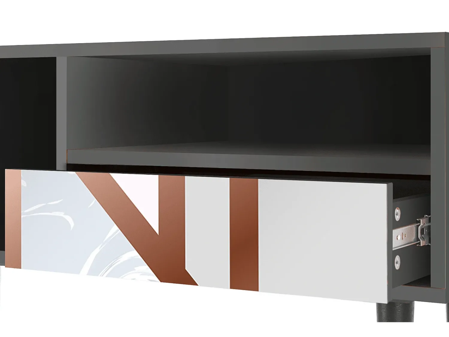 Best Mueble de TV - 115х59х48 cm - T3 - Champagne Story, Antracite Cinza antracite