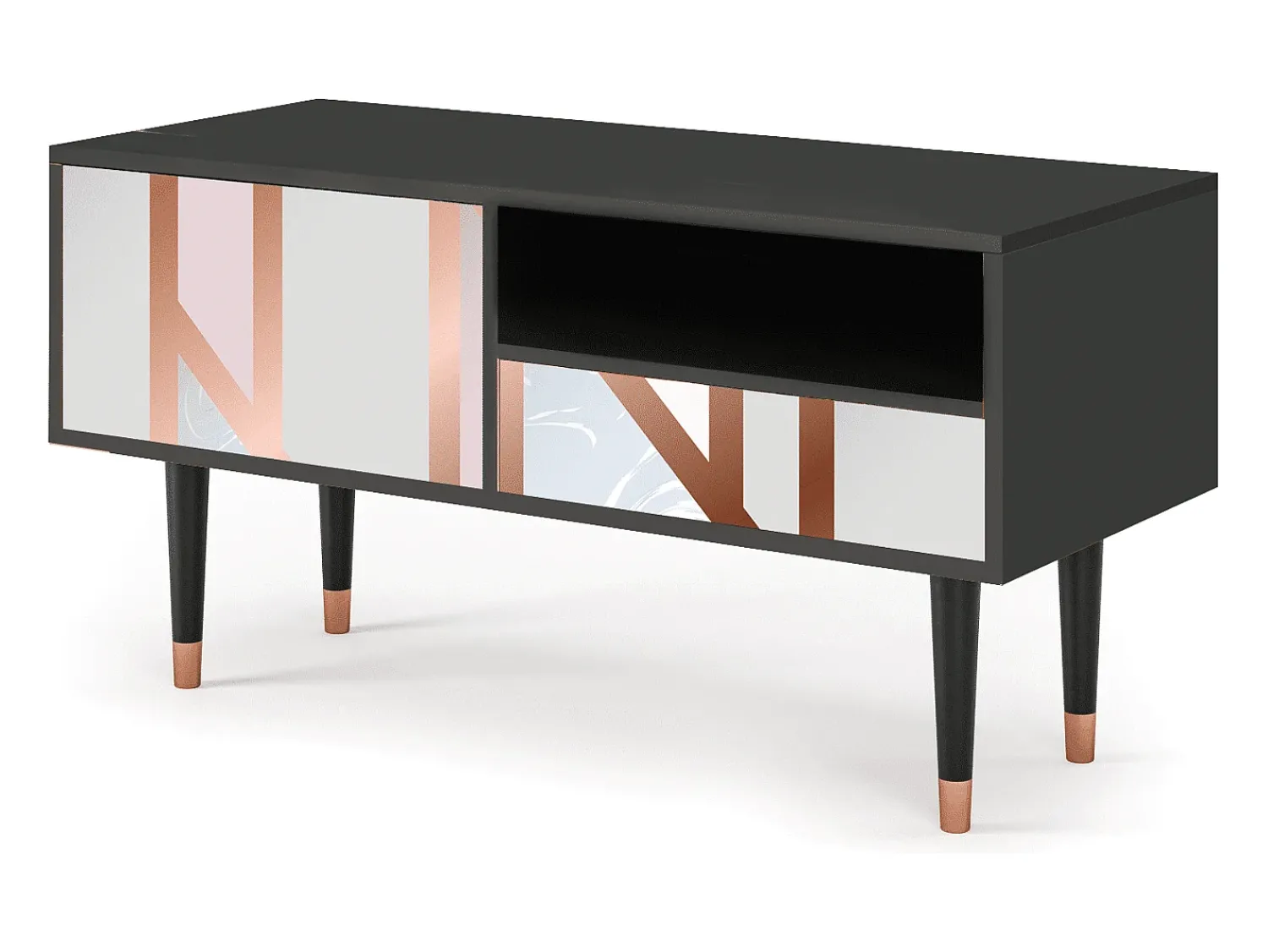 Best Mueble de TV - 115х59х48 cm - T3 - Champagne Story, Antracite Cinza antracite