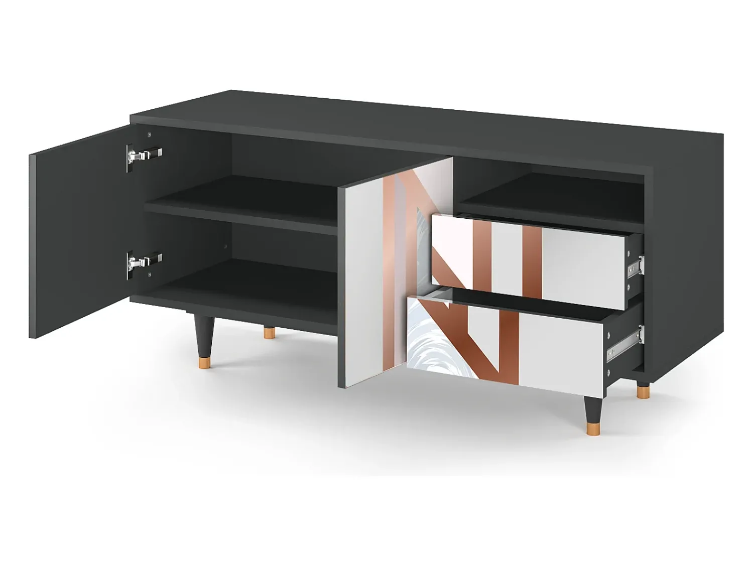 Móvel De Tv| Mueble de TV - 125х56х41 cm - T7 - Champagne Story, Antracite Cinza antracite