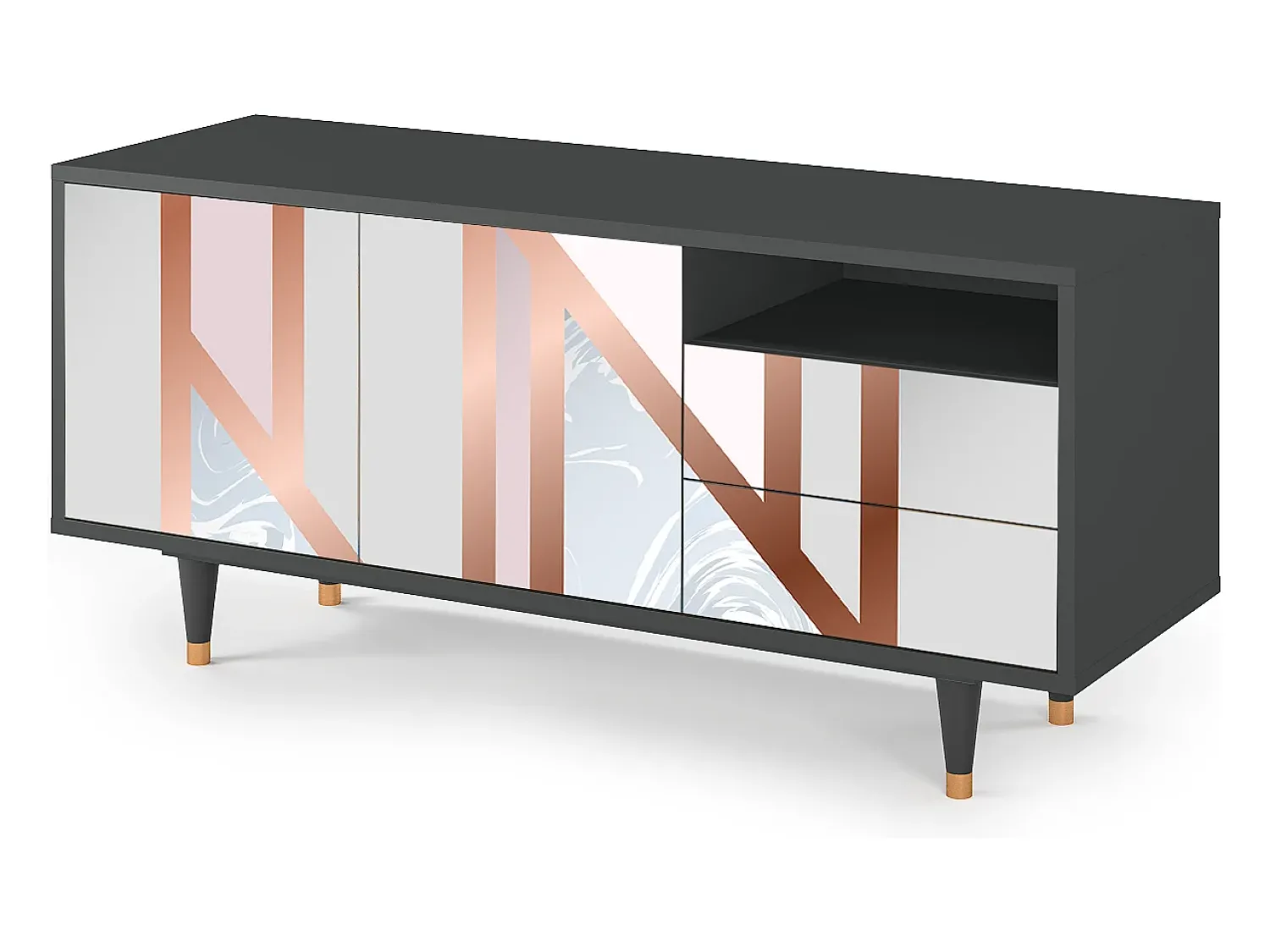 Móvel De Tv| Mueble de TV - 125х56х41 cm - T7 - Champagne Story, Antracite Cinza antracite