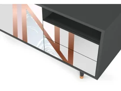 Móvel De Tv| Mueble de TV - 125х56х41 cm - T7 - Champagne Story, Antracite Cinza antracite