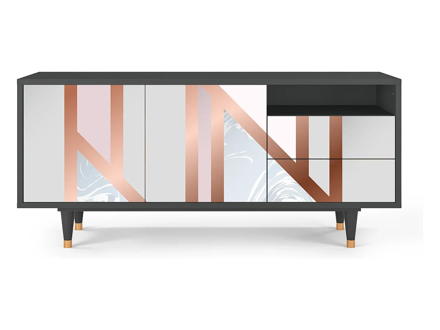 Móvel De Tv| Mueble de TV - 125х56х41 cm - T7 - Champagne Story, Antracite Cinza antracite