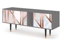 Móvel De Tv| Mueble de TV - 170х69х48 cm - T1 - Champagne Story, Cinza Cinzento