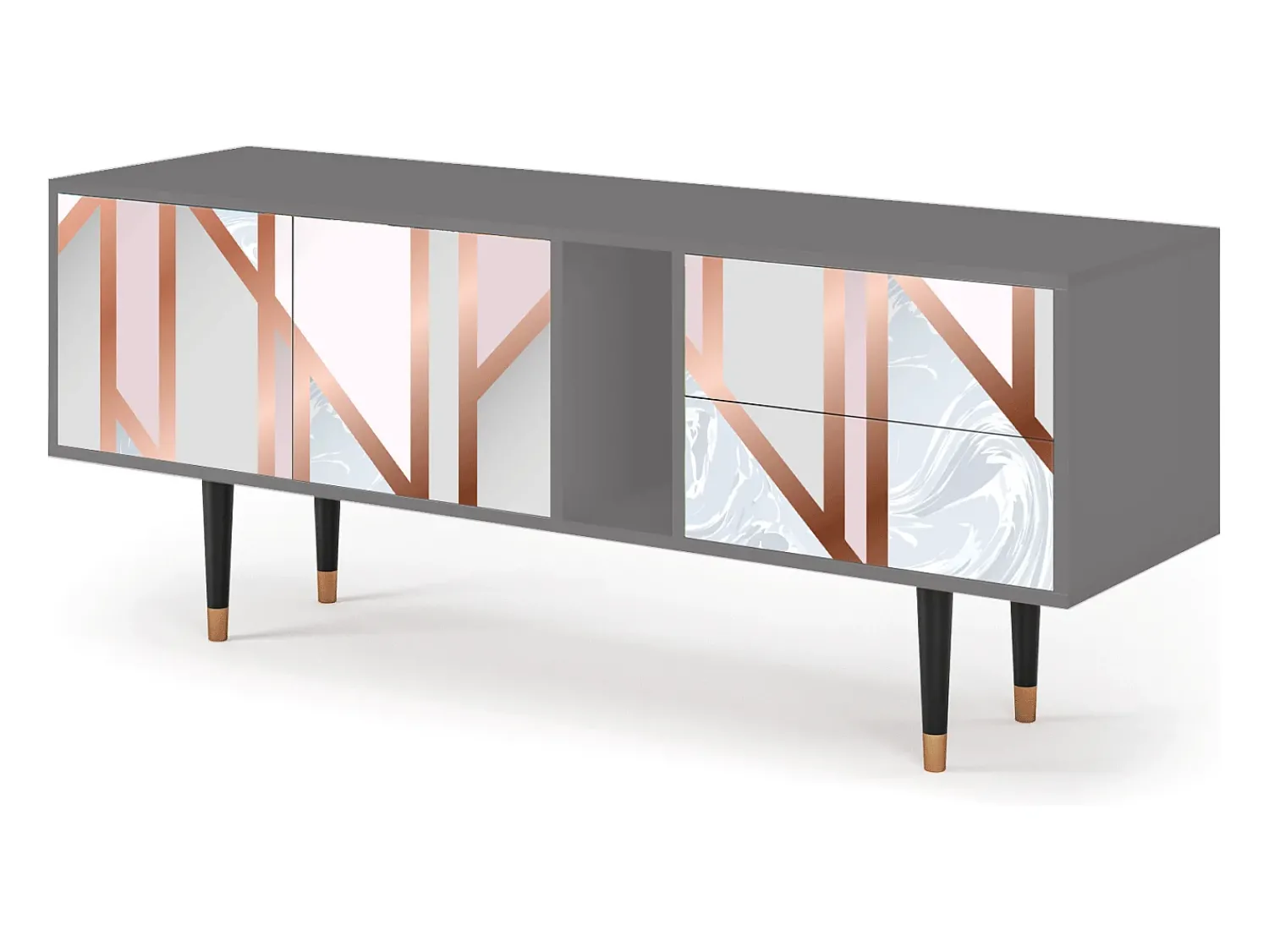 Móvel De Tv| Mueble de TV - 170х69х48 cm - T1 - Champagne Story, Cinza Cinzento