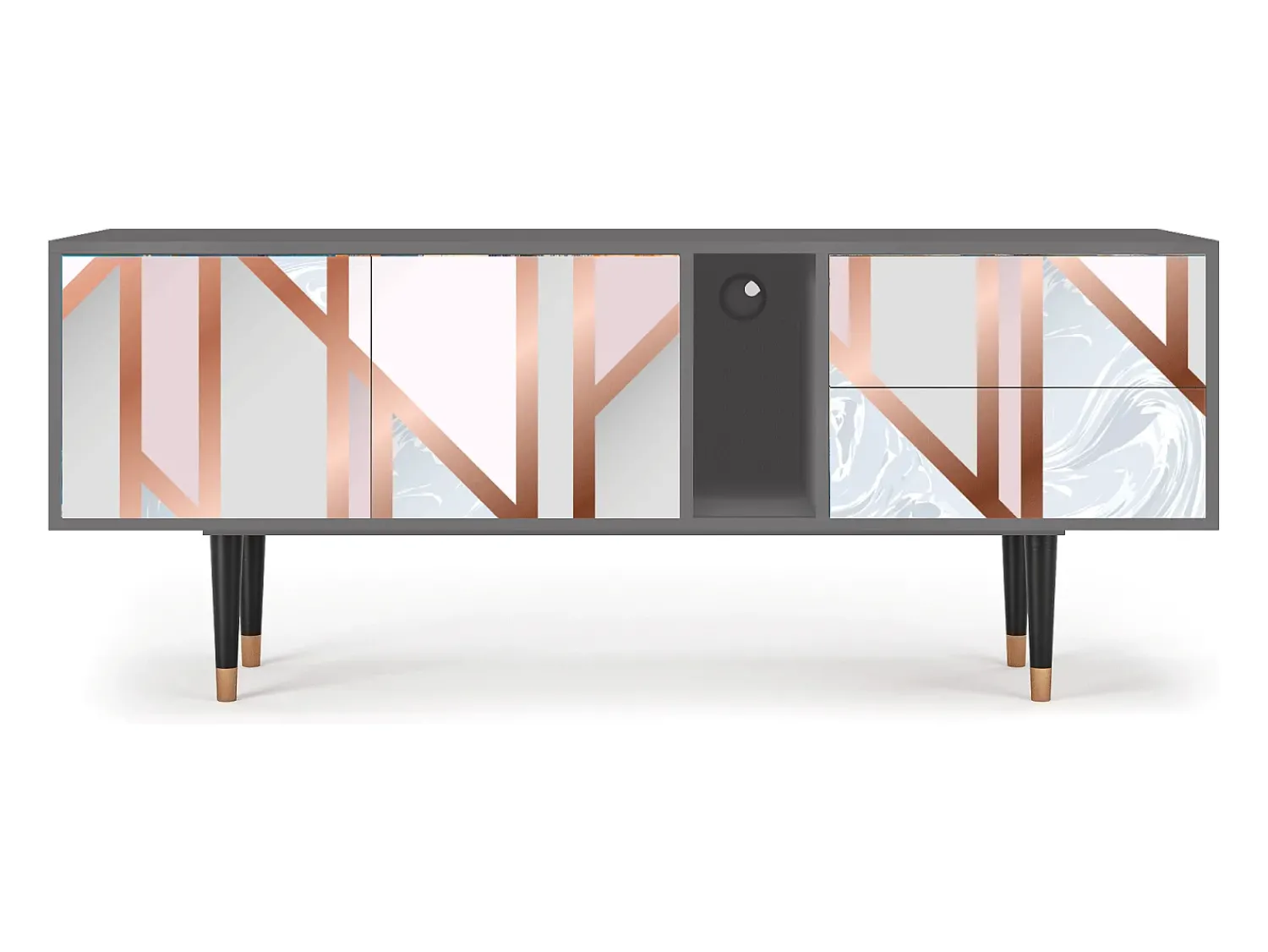 Móvel De Tv| Mueble de TV - 170х69х48 cm - T1 - Champagne Story, Cinza Cinzento
