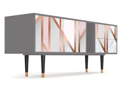Móvel De Tv| Mueble de TV - 170х69х48 cm - T1 - Champagne Story, Cinza Cinzento