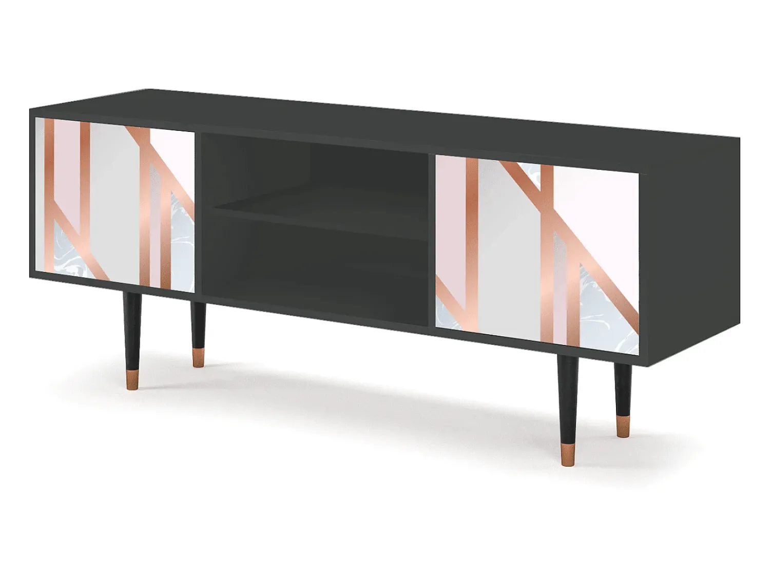 Mueble de TV - 170х69х48 cm - T2 - Champagne Story, Antracite Cinza antracite