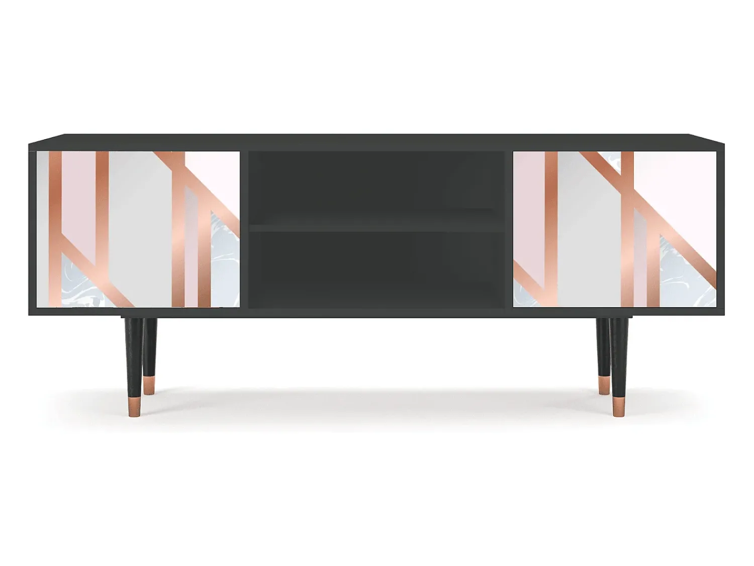 Mueble de TV - 170х69х48 cm - T2 - Champagne Story, Antracite Cinza antracite