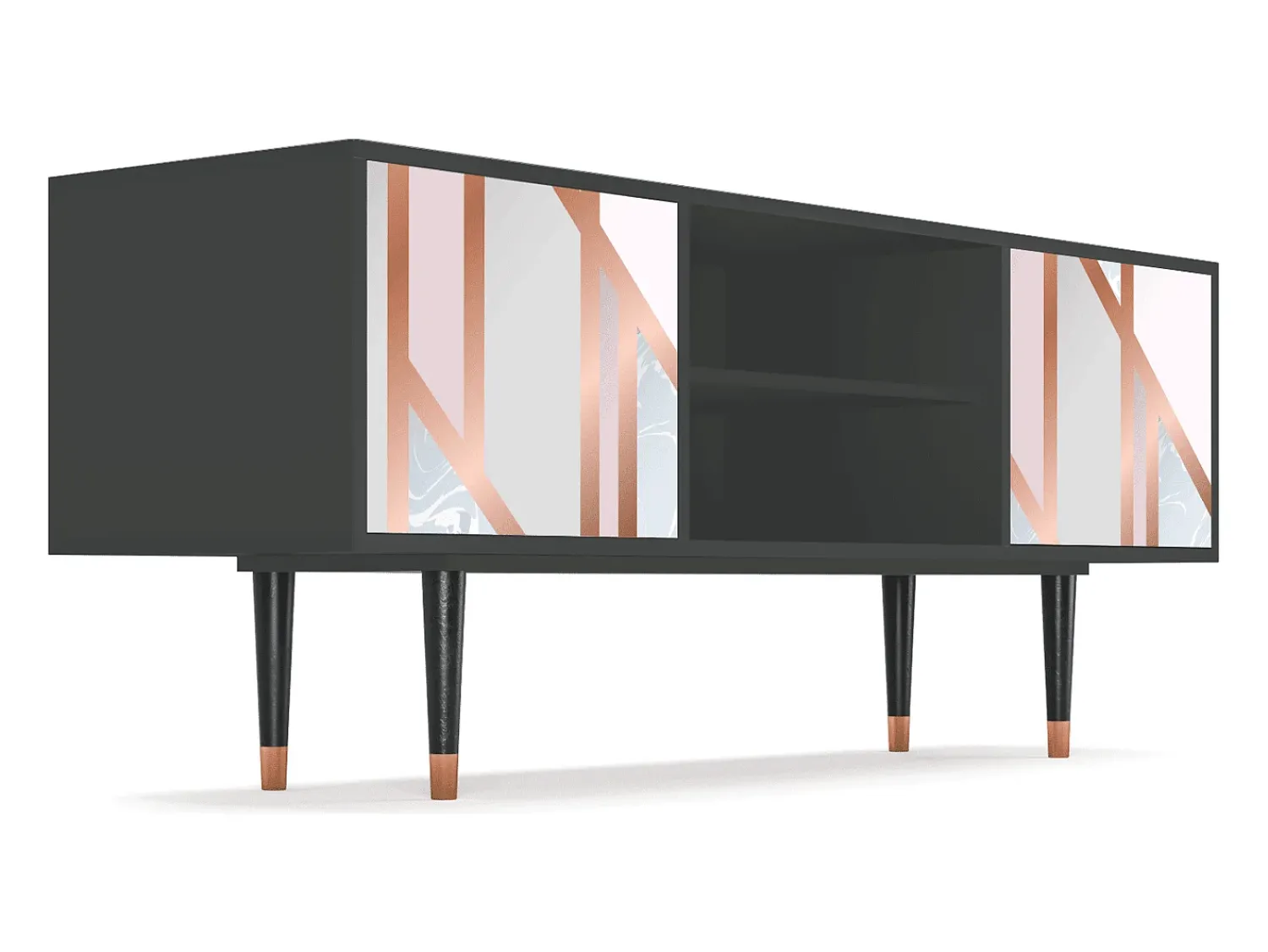Mueble de TV - 170х69х48 cm - T2 - Champagne Story, Antracite Cinza antracite