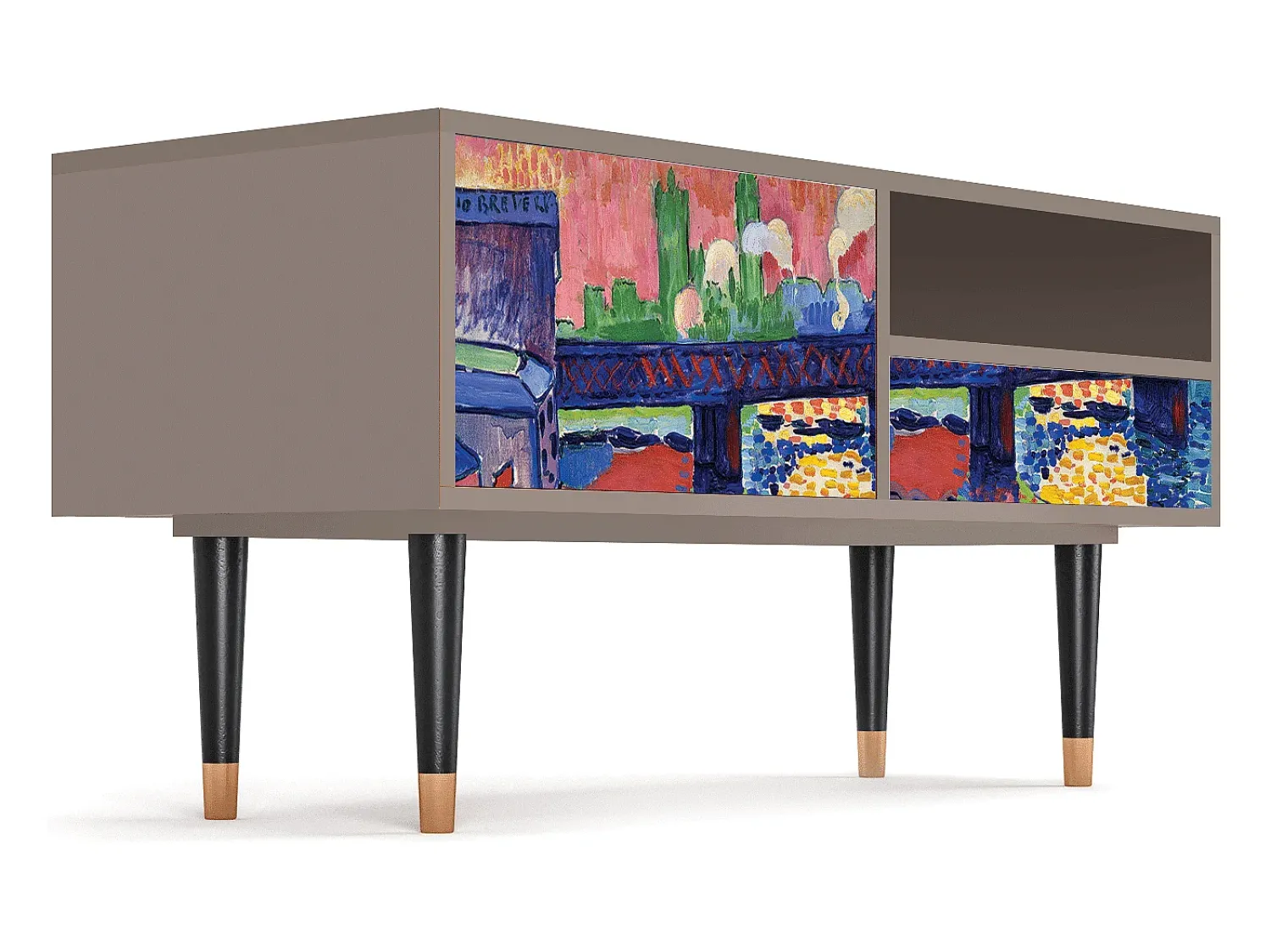 Móvel De Tv| Mueble de TV - 115х59х48 cm - T3 - Charing Cross Bridge, Latte Bege