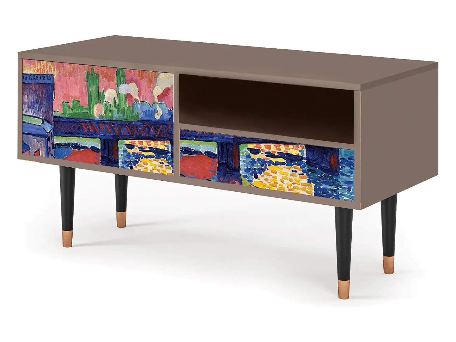 Móvel De Tv| Mueble de TV - 115х59х48 cm - T3 - Charing Cross Bridge, Latte Bege