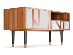 Móvel De Tv| Mueble de TV - 115х59х48 cm - T3 - Champagne Story, Nogueira Castanho
