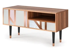 Móvel De Tv| Mueble de TV - 115х59х48 cm - T3 - Champagne Story, Nogueira Castanho