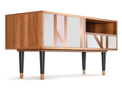 Móvel De Tv| Mueble de TV - 115х59х48 cm - T3 - Champagne Story, Nogueira Castanho