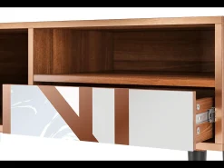 Móvel De Tv| Mueble de TV - 115х59х48 cm - T3 - Champagne Story, Nogueira Castanho