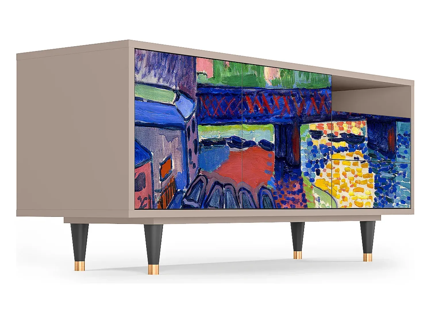 Móvel De Tv| Mueble de TV - 125х56х41 cm - T7 - Charing Cross Bridge, Latte Bege