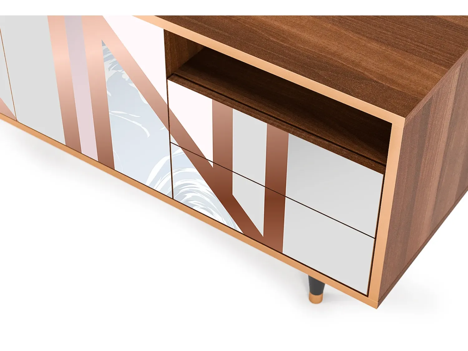 Móvel De Tv| Mueble de TV - 125х56х41 cm - T7 - Champagne Story, Nogueira Castanho