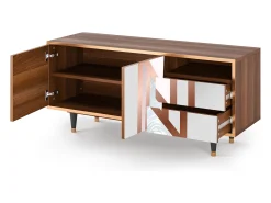 Móvel De Tv| Mueble de TV - 125х56х41 cm - T7 - Champagne Story, Nogueira Castanho
