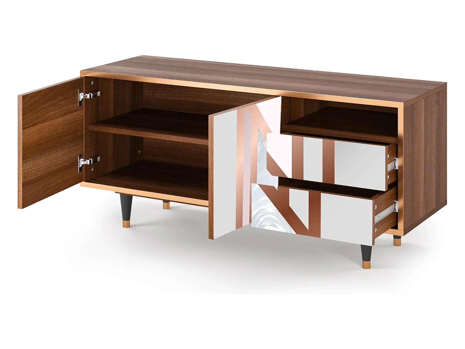 Móvel De Tv| Mueble de TV - 125х56х41 cm - T7 - Champagne Story, Nogueira Castanho