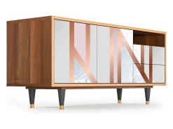 Móvel De Tv| Mueble de TV - 125х56х41 cm - T7 - Champagne Story, Nogueira Castanho