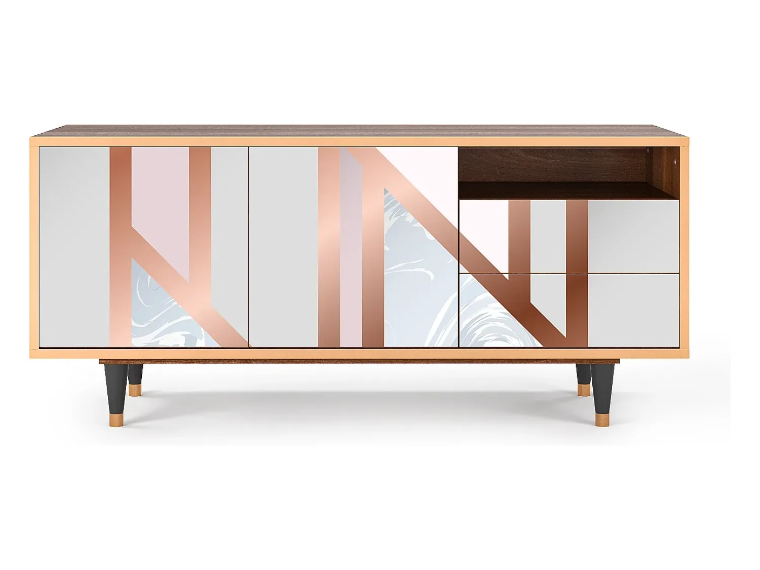 Móvel De Tv| Mueble de TV - 125х56х41 cm - T7 - Champagne Story, Nogueira Castanho