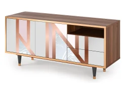 Móvel De Tv| Mueble de TV - 125х56х41 cm - T7 - Champagne Story, Nogueira Castanho