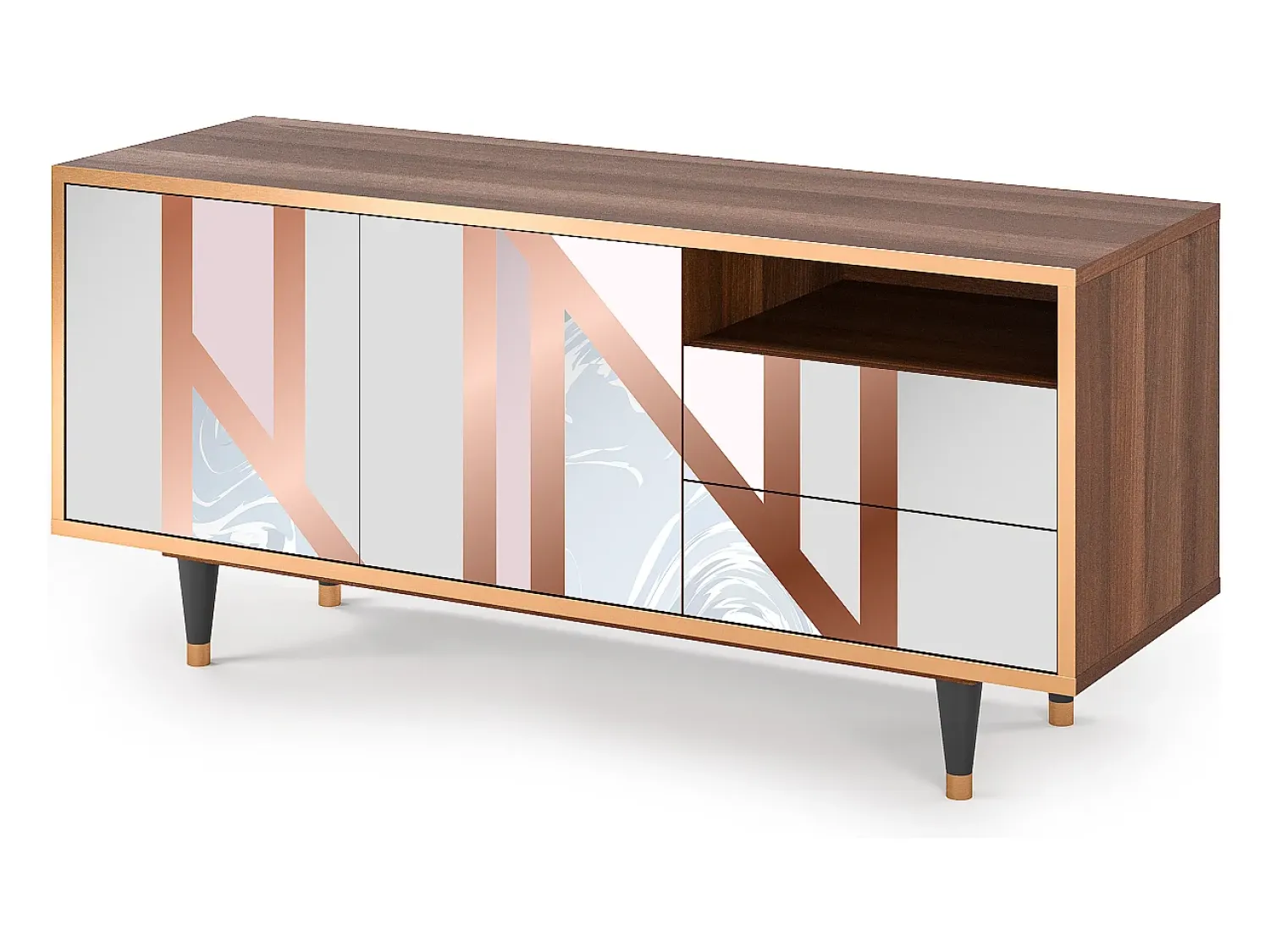 Móvel De Tv| Mueble de TV - 125х56х41 cm - T7 - Champagne Story, Nogueira Castanho
