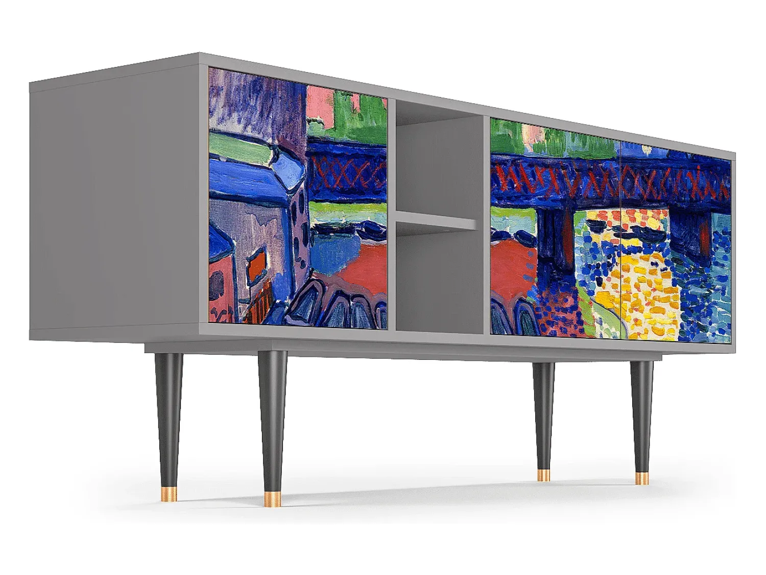 Móvel De Tv* Mueble de TV - 150х69х41 cm - T5 - Charing Cross Bridge, Cinza Cinzento