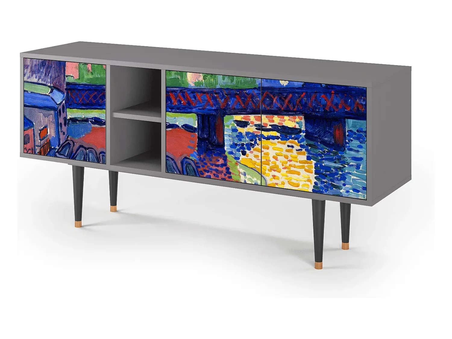 Móvel De Tv* Mueble de TV - 150х69х41 cm - T5 - Charing Cross Bridge, Cinza Cinzento