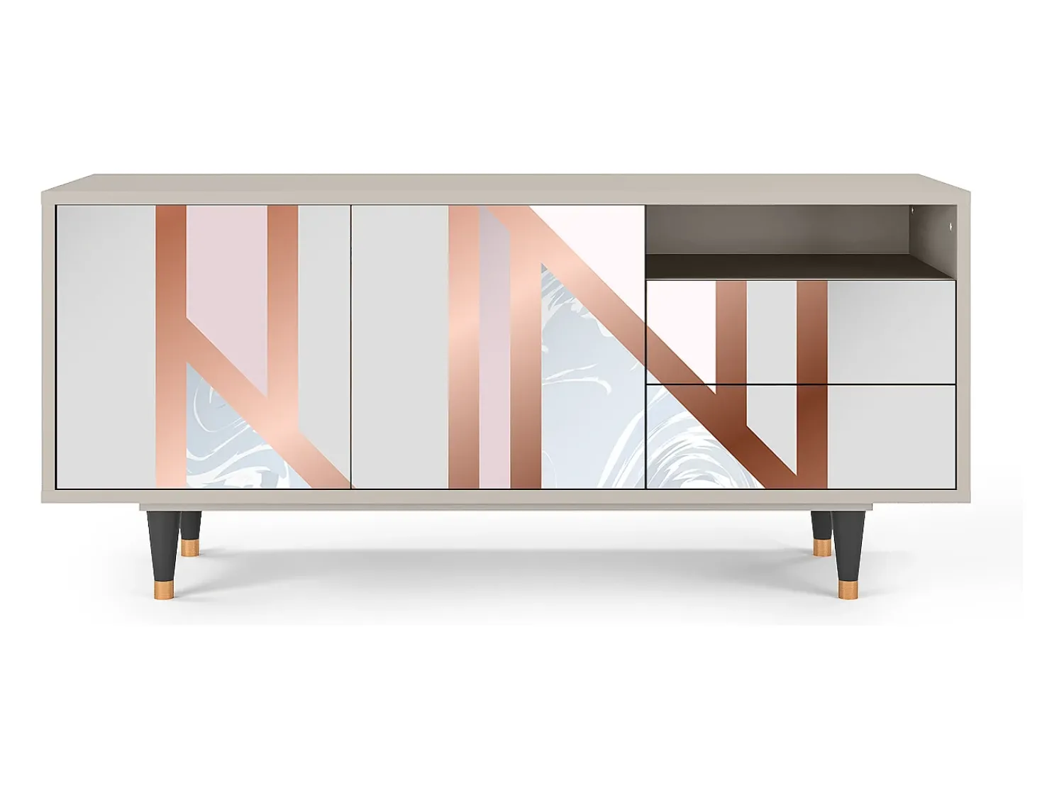 Mueble de TV - 125х56х41 cm - T7 - Champagne Story, Areia Bege