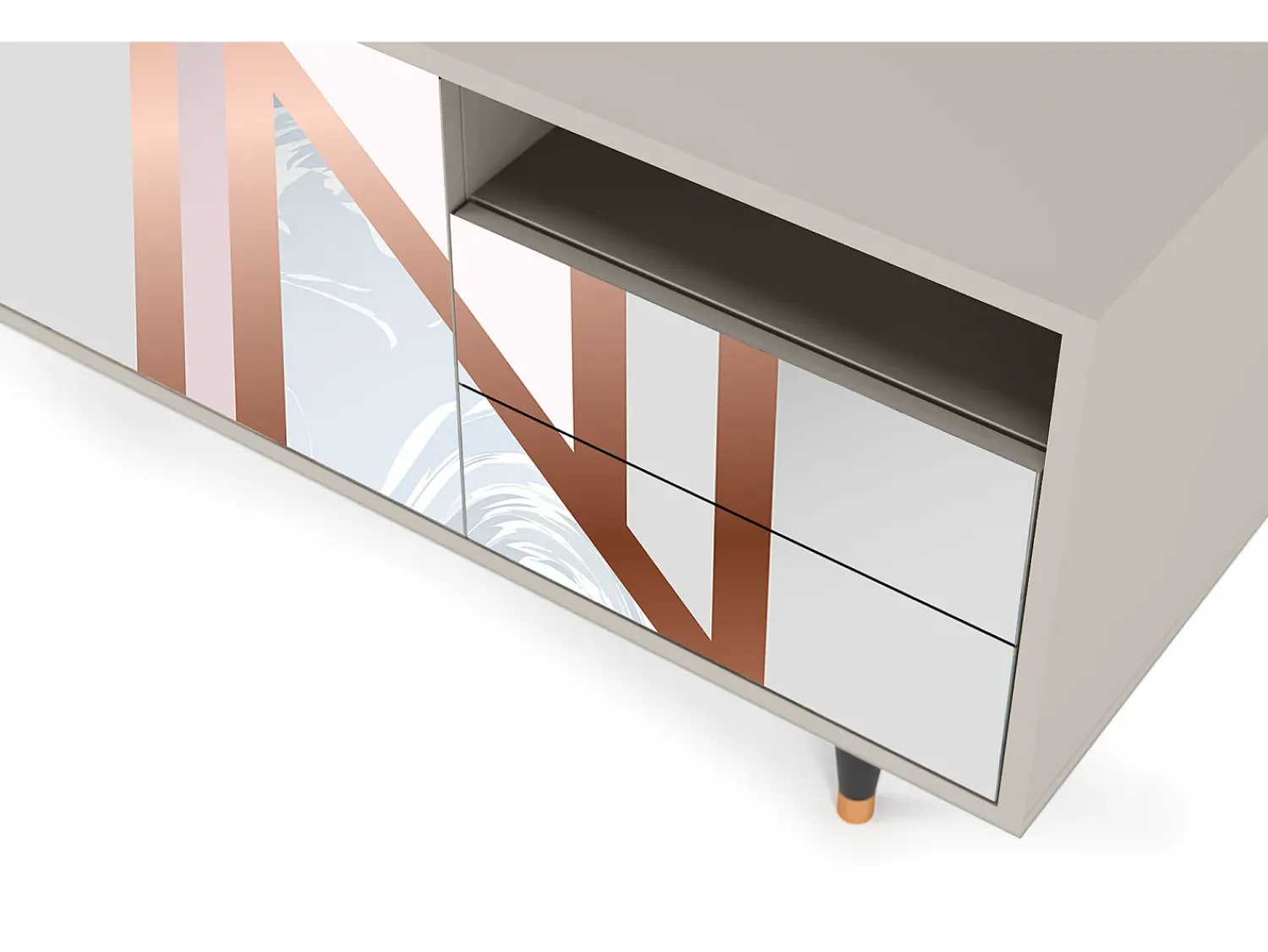 Mueble de TV - 125х56х41 cm - T7 - Champagne Story, Areia Bege