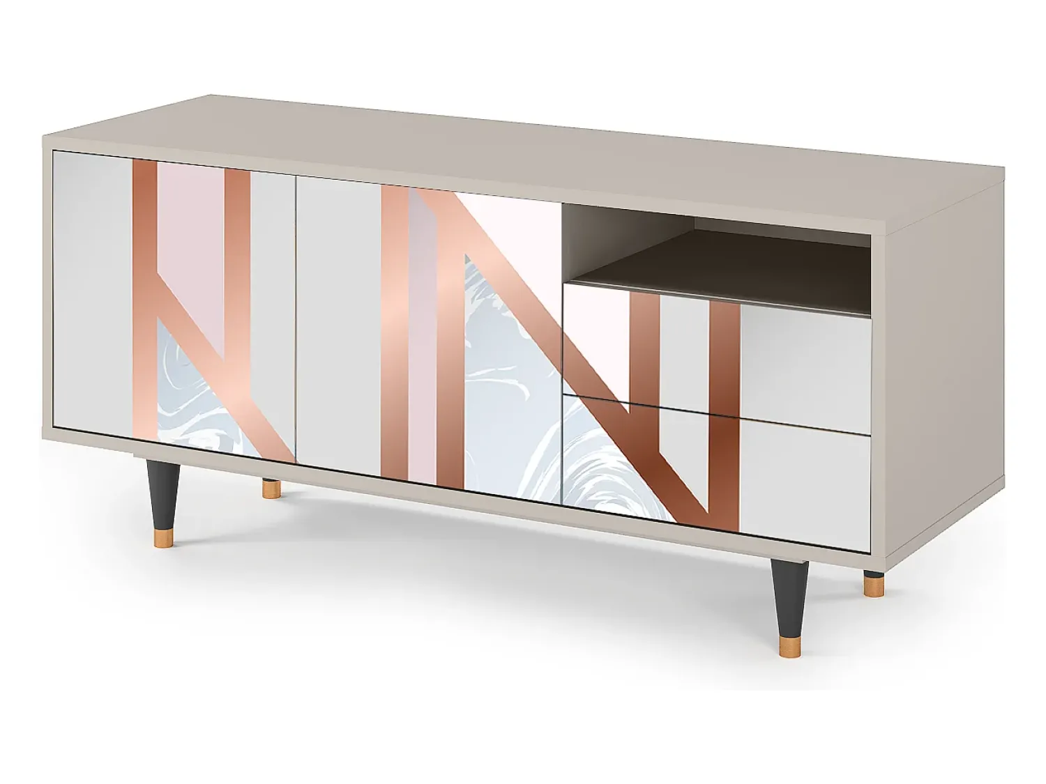 Mueble de TV - 125х56х41 cm - T7 - Champagne Story, Areia Bege