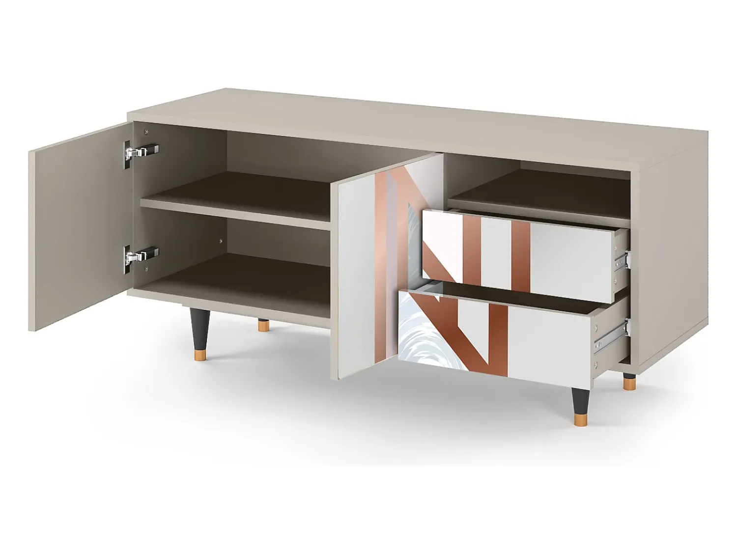 Mueble de TV - 125х56х41 cm - T7 - Champagne Story, Areia Bege