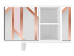Móvel De Tv* Mueble de TV - 150х69х41 cm - T5 - Champagne Story, Branco Bege