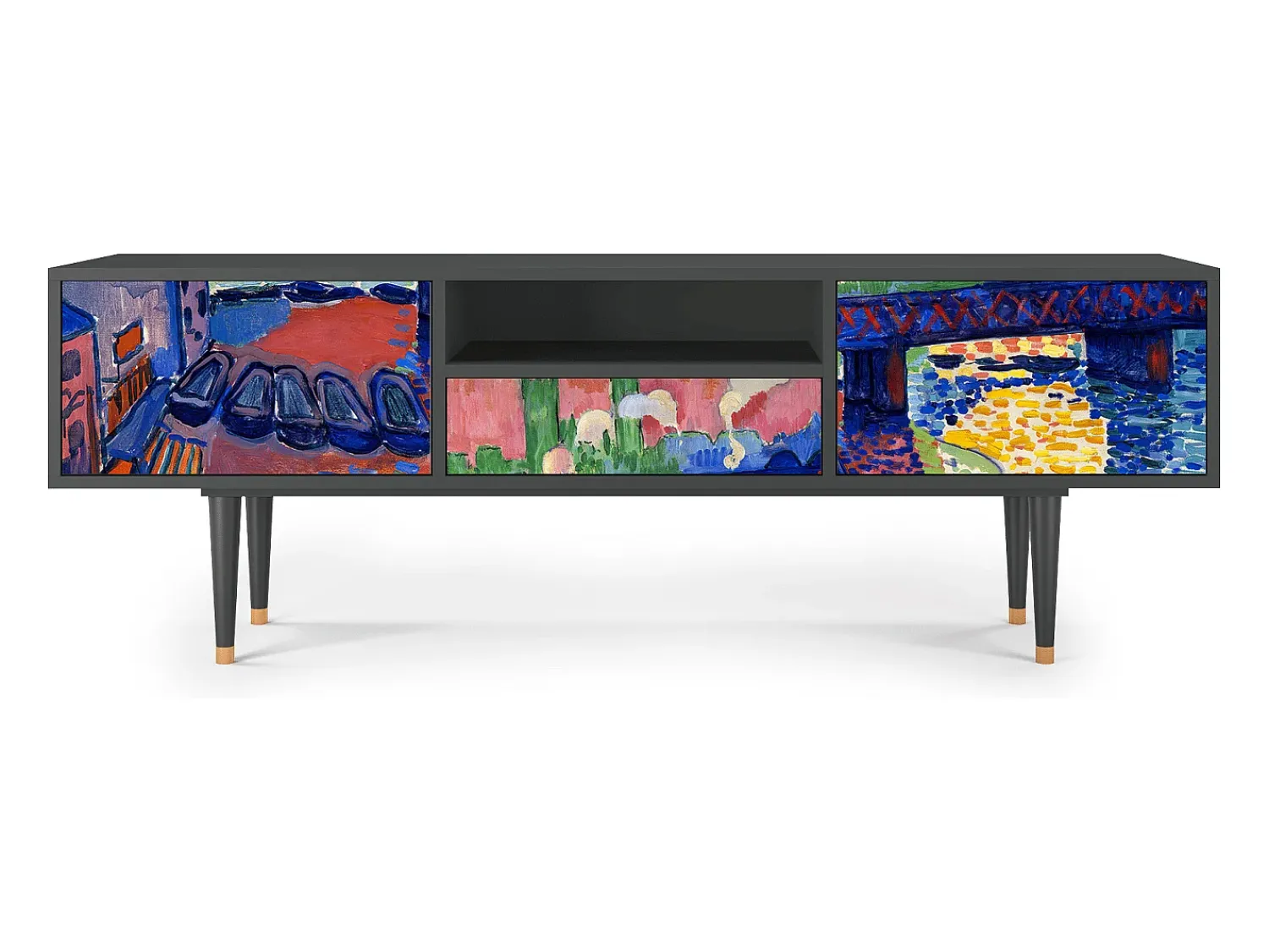 Móvel De Tv* Mueble de TV - 170х59х41 cm - T6 - Charing Cross Bridge, Antracite Cinza antracite