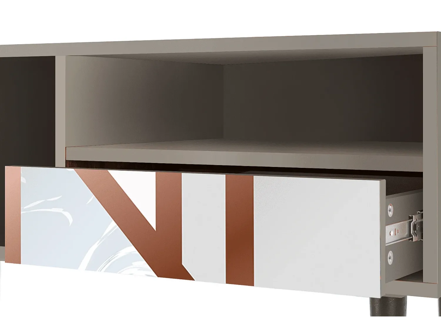 Móvel De Tv| Mueble de TV - 115х59х48 cm - T3 - Champagne Story, Areia Bege